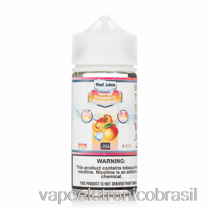 Vape Eletronico Congelar Manga Morango Dragonfruit - Suco De Vagem - 100ml 0mg